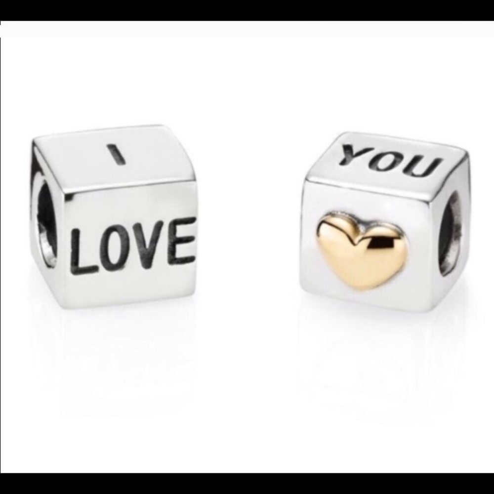 Pandora “I Love You” charm with gold heart